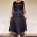 Lady O Neck Mesh Patchwork Loose Dress Autumn Vintage Embroidery Solid Color Party Dress Casual High Waist Commuting Long Dress_ecoleips.com