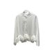 Elegant Stand Collar Long Sleeve Blouse For Women With Pearl Accents, Ruffle Details And Frill Trim, Loose Fit Chiffon Shirt_ecoleips.com
