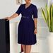 Women's Clothing Elegant V-Neck Pleated Dress Casual And Comfortable – Slim Fit Summer Dress With Adjustable Belt_ecoleips.com