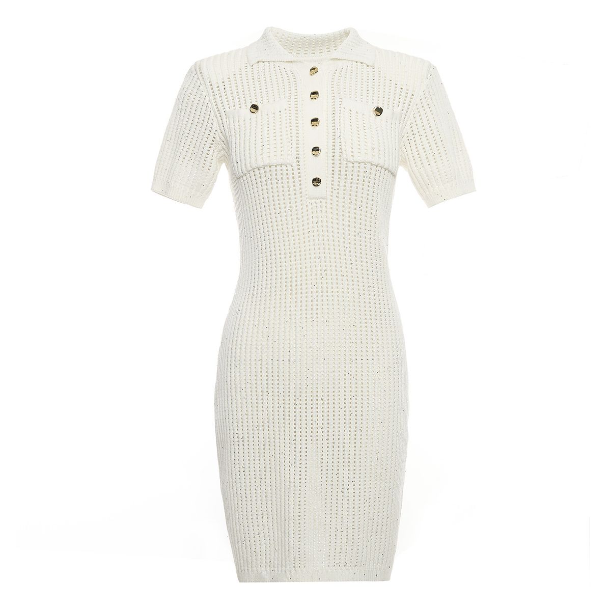Women's Clothing New Mermaid Sequin Temperament Small Fragrance Style Waist Slim Lapel Medium Knitted Dress Female_ecoleips.com