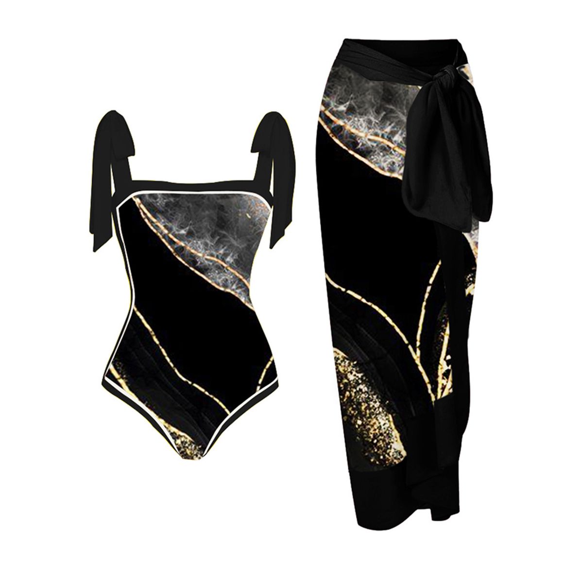 Women's Clothing New Multi Color Printed Women's Split Swimsuit Personality Fashion High Waist Bikini Set_ecoleips.com