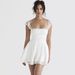 Elegant Lace Trim Square Neck Backless Bodycon Dress - Sexy Sleeveless Mini Dress For Women, High Waist French Style, White/Black/Red/Blue/Pink/Purple_ecoleips.com