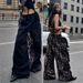 Trendy American Patchwork Leopard Print High-Waisted Wide Leg Casual Pants for Women Jazz Dance Street Style_ecoleips.com