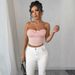 European And American Summer Sexy High-End Pure Desire Bustier Women's New Arrival Push-Up Body-Concealing Wrap Top With Belly Button Cutout_ecoleips.com