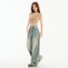 American High Street Retro Wide-leg Pants For Trendy Girls, Loose And Drapey, Distressed, Floor-length Women's Trousers,_ecoleips.com