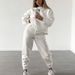 New European And American Fashion Suit Women's Long-sleeved Loose Crew Neck Sweater Casual Sports Trousers_ecoleips.com