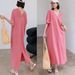 plus Size 300 Pounds Long Dress Women's Summer New Style 200 Pounds Korean Loose Knee-Length Short-Sleeved T-Shirt Dress_ecoleips.com