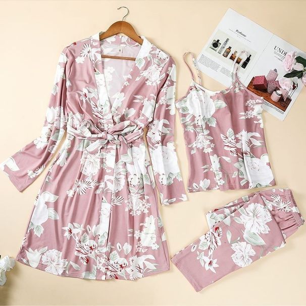 Aria Basics 2026 New Cross-Border European American Home Wear Women's Pajamas Set: Pure Cotton Robe, Camisole Nightdress, And Long_ecoleips.com