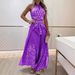 Women’s Clothing Spring And Summer New Retro National Style Halter Top Wide Leg Pants Set_ecoleips.com