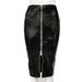 Glossy Mirror PU Leather High Waist Bodycon With Zipper And Slit, Stretch Slim Fit Skirt_ecoleips.com