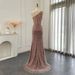 Women's Clothing Temperament Evening Dress Evening Party One Shoulder Dress Waist Slimming Party Dress Birthday Party Host Dress_ecoleips.com