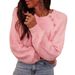 Women's Dolman Sleeve Sweater – Soft Round Neck Knit Pullover With Decorative Buttons, Elegant & Comfortable For Autumn & Winter_ecoleips.com