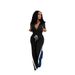 4725 Women's Clothing De Rong Denim + Ribbed Patchwork Sweatpants Two-Piece Set 4 Pockets_ecoleips.com