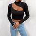 Voya Women's Instagram Fashion T-shirt Autumn And Winter Slim Fit With Exposed Navel Design, Short Long Sleeved Top_ecoleips.com
