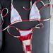 Women's Wide Striped Print Two Piece Swimsuit Set Tie Up Bra Top And Swim Trunks_ecoleips.com