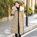 Women's Clothing Winter Long Hooded Coat With Faux Fur Trim, Slim Fit Warm Padded Jacket For Casual & Office Wear (Black, Khaki, Brown, White)_ecoleips.com