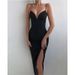 Ele High Slit Midi Bodycon Dr Wsevypo Sexy Spag For Women Other Material 00% Autumn Season Ladies Faion Dr_ecoleips.com