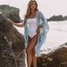 Women's Bohemian Printed Beach Cover-Up Shirt Bikini Swimwear, Ethnic Style Vacation Wear _ecoleips.com