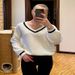 Aria Basics Aria Basics 2025 Autumn Winter European American Style Casual Stitching Contrast Color Slimming Loose Long_ecoleips.com