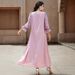 High End Glass Diamond Studded Women's Chiffon Lantern Sleeve A Line Long Skirt_ecoleips.com