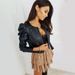 2025s Spring And Autumn New Product Women's Fashion Leather PU Folded Suit Small Coat_ecoleips.com