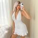 Women French Style Fashion Polka Dot Halter Neck Sleeveless Sexy Hip Wrapped Bodycon Dress For Ladies_ecoleips.com