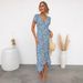 Summer New Style Women V Neck Short Sleeve Printed Tie Waist Open Front Cardigan Dress Fashion Womenswear Outfit_ecoleips.com