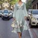 Women's Clothing New Printed Casual Retro Sexy V Neck Puff Sleeve Dress_ecoleips.com