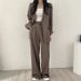 Women's Brown Suit Jacket Petite Style Fashionable Korean Casual Set Spring Autumn_ecoleips.com