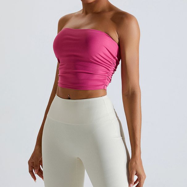 Women's Clothing New Autumn And Winter Chest Wrap Clothes Tops For Women Threaded Pleated Tube Top Quick Drying Slim Sports Underwear Fitness Clothes_ecoleips.com