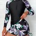 Women's Sexy Printed Swimsuit Two Piece Set Long Sleeved European American Style Sun Protection Surfing Function Bikini_ecoleips.com