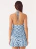 Mozision Polka Dot Backless Sexy Mini Dress Women Elegant Blue Halter Off-shoulder Sleeveless Ruched Club Party Dress Female_ecoleips.com