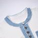 Women's Clothing New Style Short Sleeved Denim Knitted Dress Simple And Elegant Long Skirt Slimming Sweater Dress_ecoleips.com