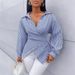 Women's Clothing Spring And Summer Fashion Sexy Versatile Striped Long Sleeved Shirt_ecoleips.com
