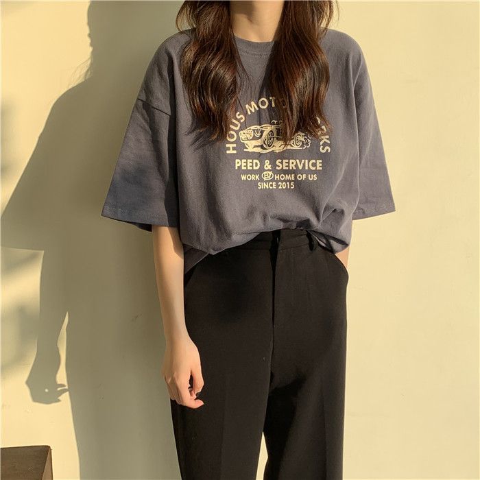 2025 Summer Korean Version Loose Short-sleeved T-shirt Women's Korean Version New Large-size Top Couple Bottoming Shirt_ecoleips.com