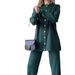 Women's Clothing Solid Color Design Button Fashion Casual Home Sweater Suit_ecoleips.com