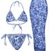 Women's Floral Print Triangle Bikini Set With Cover-Up Dress, Quick-Dry Swimwear For Beach & Pool Fashion-Print Designs_ecoleips.com