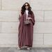 Verve MQ077 Muslim Women's Modest Fashion Turkish Striped Casual Plus Size Abaya Cardigan Robe_ecoleips.com