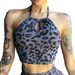 Women's Clothing Leopard Print Padded Sports Bra Halter Neck Yoga Fitness Underwear American Style Nude Fabric_ecoleips.com