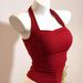 Stunning Yoga Outfit! Super Versatile Red Backless Top~ Halter Neck Camisole, Thin Summer Style With Chest Pads_ecoleips.com