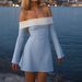 Women's Sexy Color Block Off Shoulder Long Sleeve Bodycon Mini Dress – Trendy Party Gown_ecoleips.com