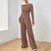Women's Wide Leg Pants Two Piece Set Concealing Irregularities Loose Fitting Stylish Soft_ecoleips.com