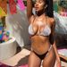 Women's Sexy Low-Waisted Two-Piece Swimsuit Solid Color Sequined Bikini With Laces European American Style Beach Swimwear_ecoleips.com