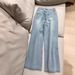 Women's Clothing Summer New High Waist Loose Slim Hot Diamond Heavy Straight Pants_ecoleips.com
