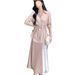 2025 Spring Summer New Style Tummy Control Slimming Tencel Waist Shirt Strap Satin Dress Two-Piece Set For Women_ecoleips.com