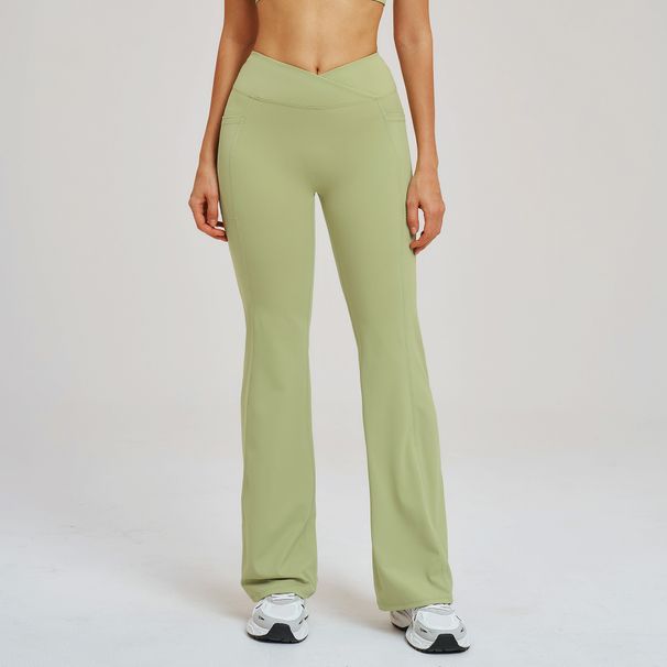 Women's Clothing High-Waisted Wide-Leg Pants For Women Bare Skin Flared Style Crossover Waistband Outdoor Casual Sports Slightly Flared 2030_ecoleips.com
