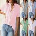 Women's Clothing New Printed Striped Cardigan Tops Casual Fashion Short Sleeved Shirts For Women_ecoleips.com