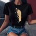 New Spring-Summer Feather Pattern Simple Print Cute Plus Size Women's Short Sleeve T-Shirt_ecoleips.com