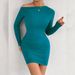 Women's Asymmetrical Neck Off-Shoulder Bodycon Skirt Dress Long Sleeve Pleated Casual Fashion Sexy Gown European American Style_ecoleips.com