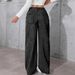 Black Wide Leg Jeans for Women Low Waisted Slimming European American Style Floor Length Jeans Flowing Cross Border E Commerce Item_ecoleips.com